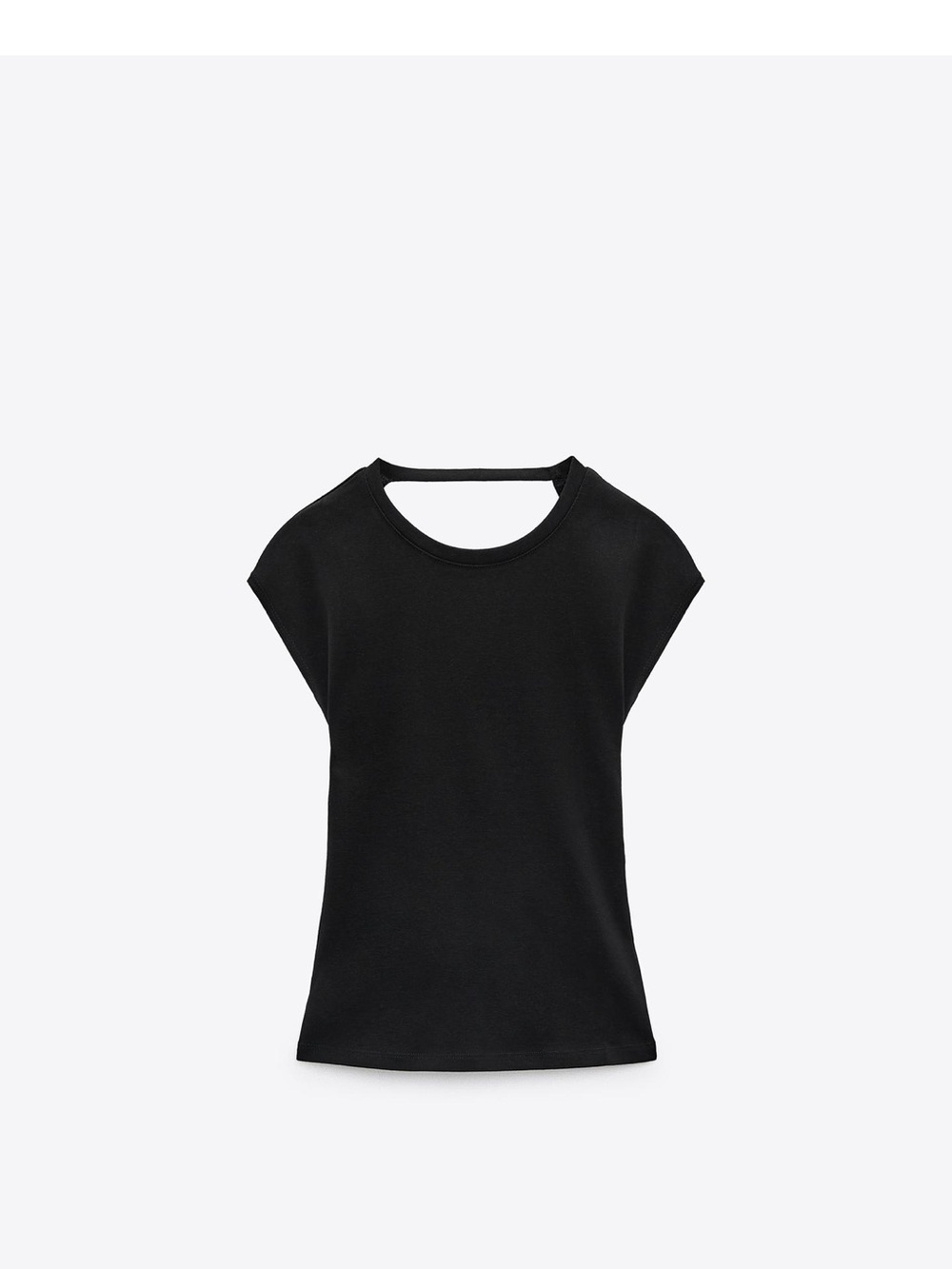 Zara Black Short-Sleeve Tee with Back Strap Detail Open back